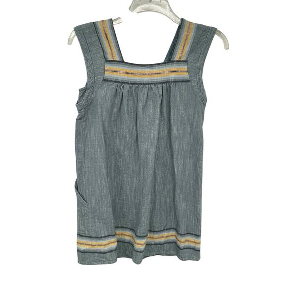 Faherty Dress Hailee Chambray Cotton Huipile Indigo Ombré Stripe Size Small - Picture 4 of 9